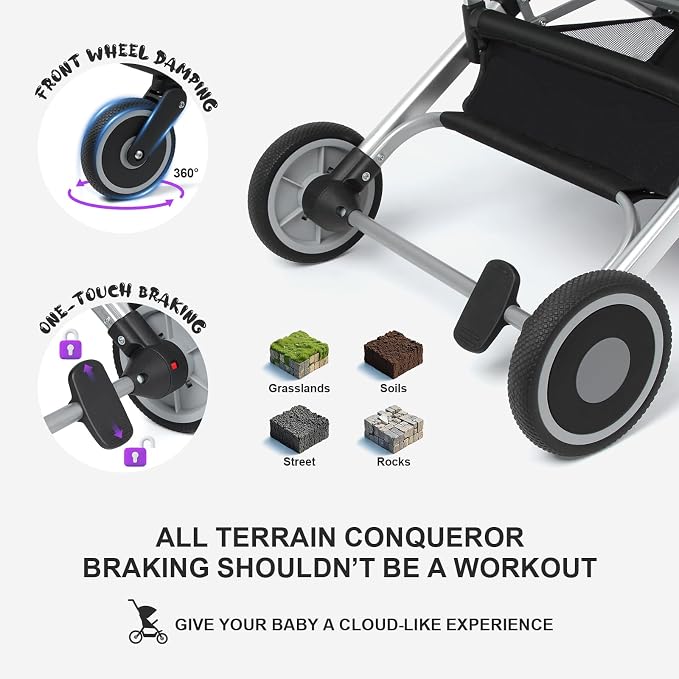 Travel Stroller for Airplane Ultra Compact Umbrella Stroller One-Handed Folding - Image 9