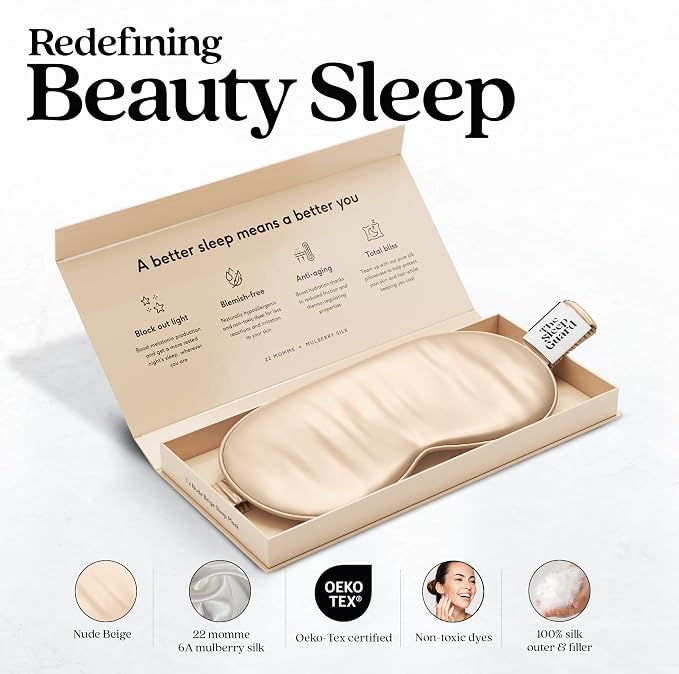 Pure Silk Sleep Mask Light Blocking Travel Essentials. Eye Masks - Image 2