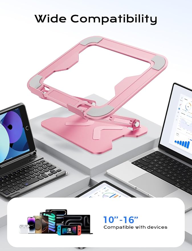 Adjustable Laptop Stand for Desk, Metal Foldable Laptop Riser, Portable Laptop - Image 5