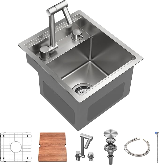 RV Sink 13x15x9, Compact Workstation Bar Sink by KOXKING