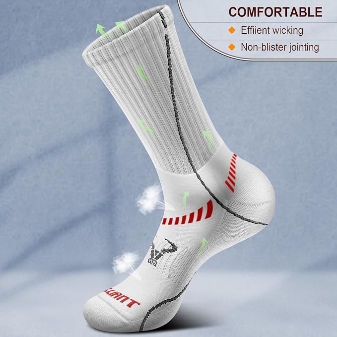 BULLIANT Compression Socks for Men 6Pairs, Athletic Crew Socks Cushioned For - Image 4