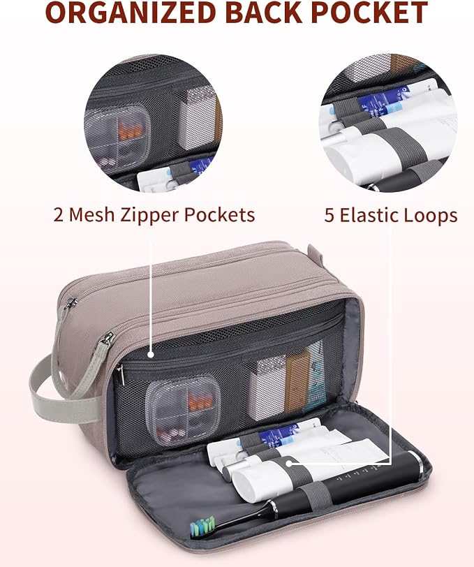 WANDF Toiletry Bag for Men Travel Toiletry Organizer Canvas and Leather Dopp - Image 5