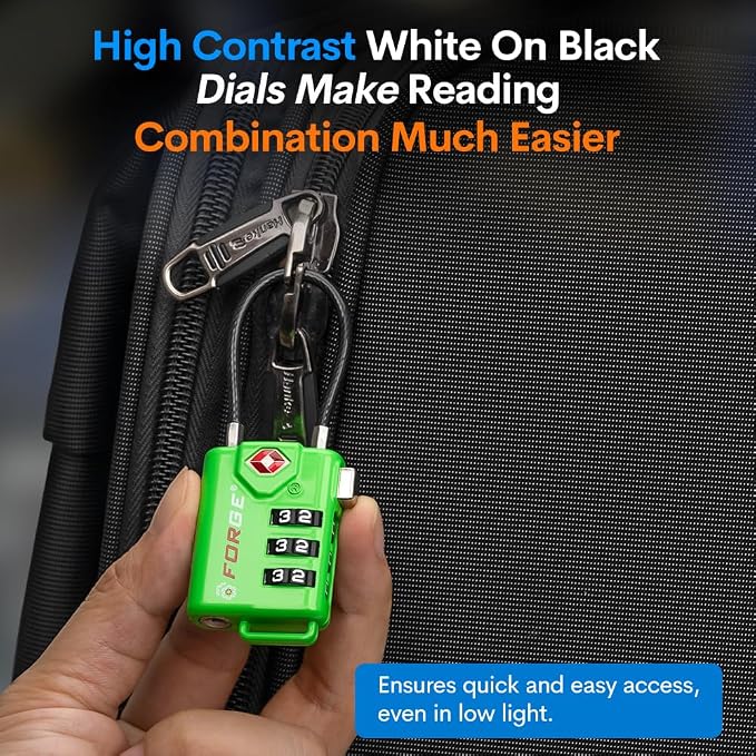Forge TSA Approved Luggage Locks, Re-settable Combination - Image 5