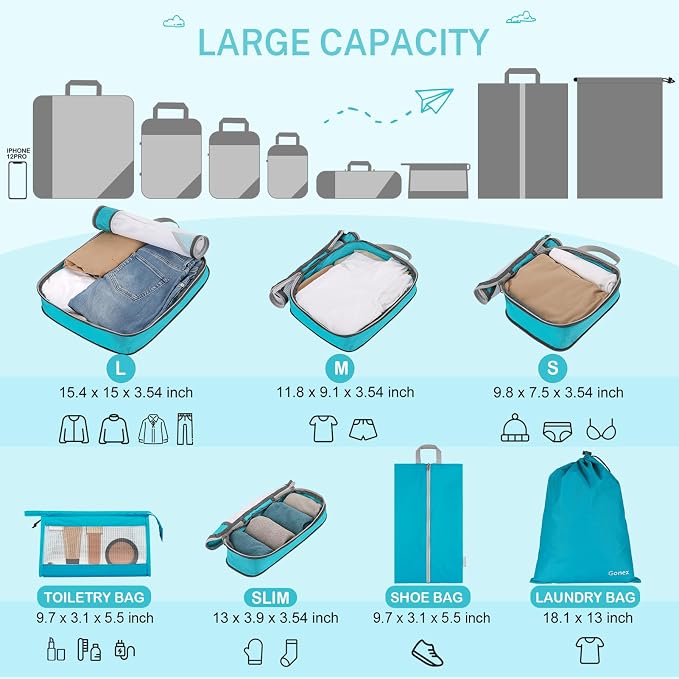 Compression Packing Cubes, Gonex Extensible Storage Mesh Bags Organizers - Image 4