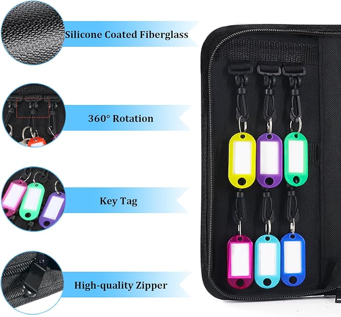Portable Zippered Key Organizer, Waterproof Fireproof Key Case - Image 5