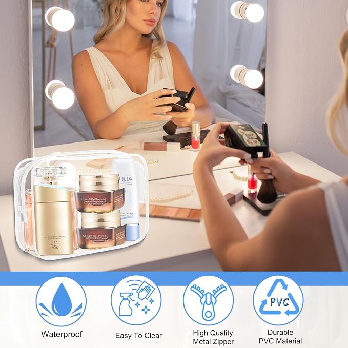 12 Pieces Clear Makeup Bags Bulk, PVC Waterproof Cosmetic Bag - Image 6