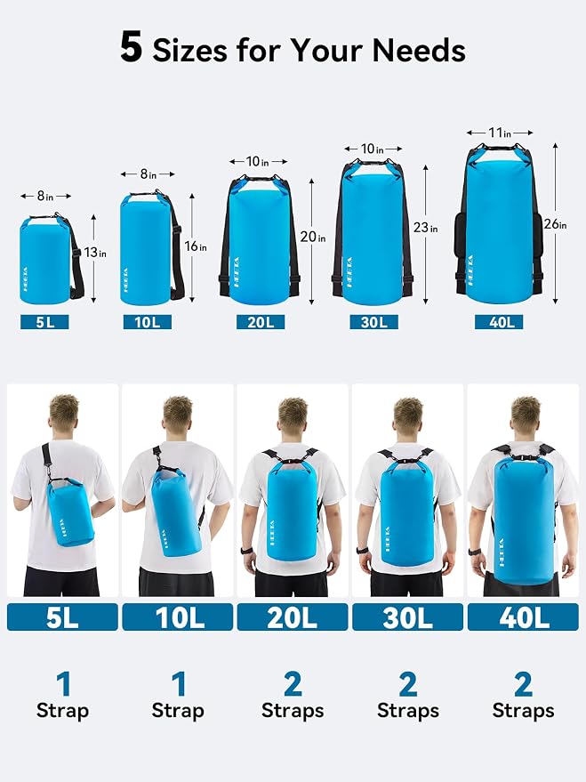 HEETA Waterproof Dry Bag for Women Men 5L/10L/20L/30L/40L Roll Top Lightweight - Image 2