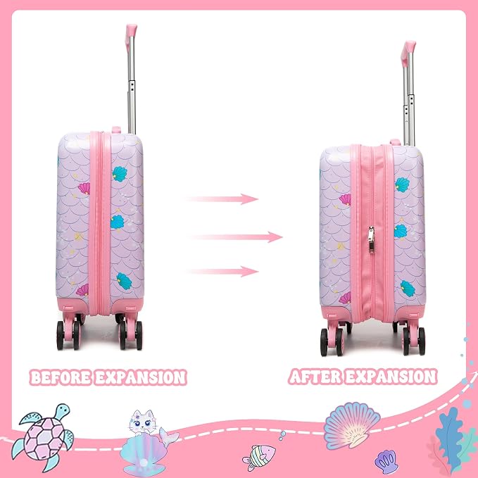 Cute Cat Kid’s Luggage Set 2 Piece Suitcase Set 16" Hardside Luggage - Image 6