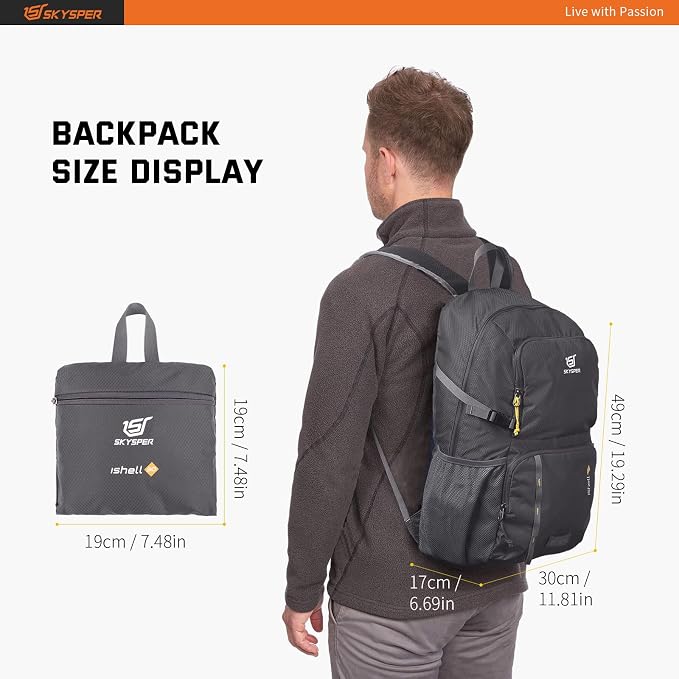 SKYSPER Lightweight Packable Backpack - 30L Hiking Daypack - Image 6