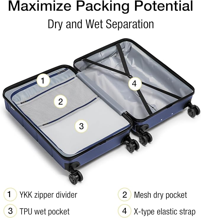 KYME Suitcases with Wheels Hardshell 26 Inch Luggage with TSA Lock Durable - Image 3