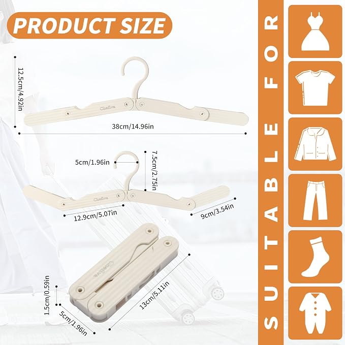 Foldable Travel Hangers, 4 Pack Space-Saving ABS - Image 2