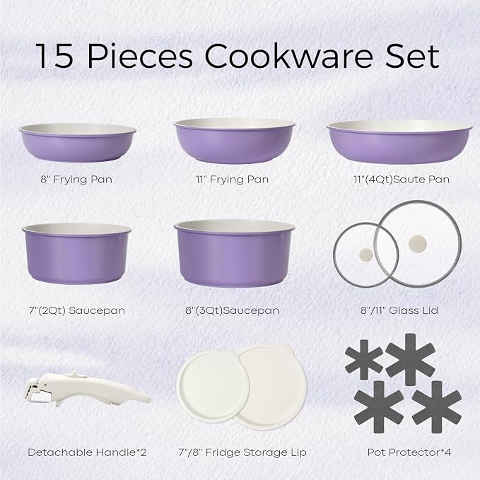 15Pcs Pots and Pans Set Non Stick, Cookware Sets - Image 2