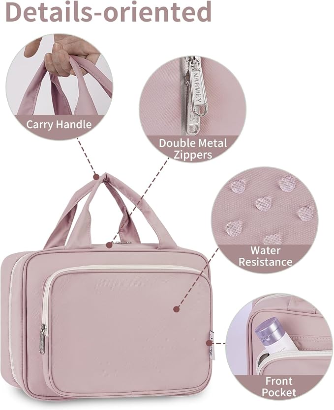Narwey Hanging Toiletry Bag for Women Travel Makeup Bag Organizer Toiletries - Image 7
