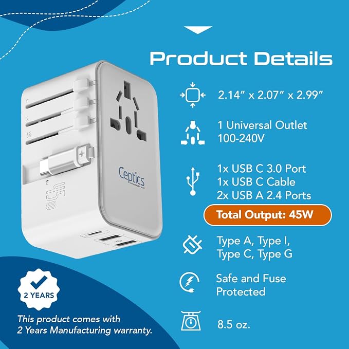 Ceptics 5 in 1 International Travel Adapter - Image 4