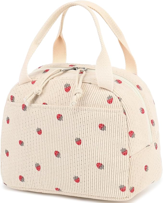 Bluboon Lunch Bag for Women Men Cute Corduroy Lunch Tote Bags Reusable by BLUBOON