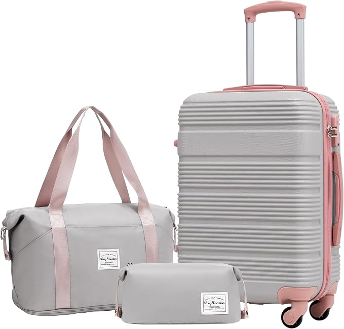 LONG VACATION 3 Piece Carry On Luggage 20 Inch Suitcase by LONG+VACATION