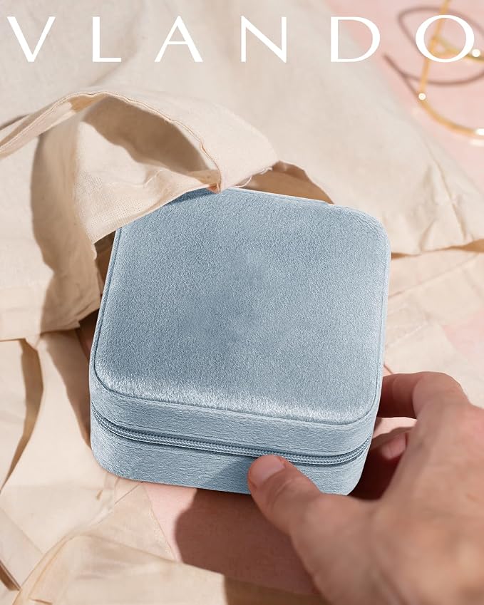 Vlando Velvet Travel Jewelry Case, Jewelry Travel Box - Image 6