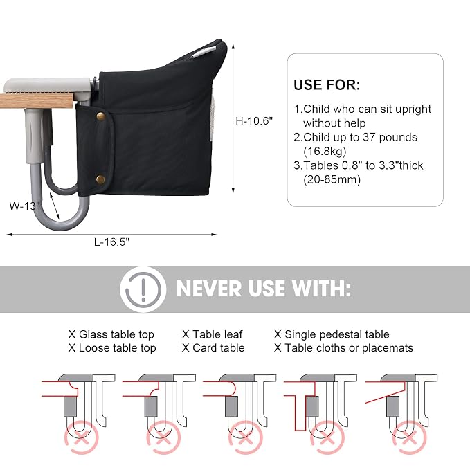 Hook On Chair, VEEYOO Clip On High Chair Folding Fast Table Chair - Image 7