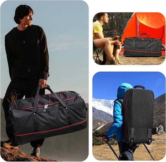 Vomgomfom 32" Soft-Sided Foldable Wheeled Travel Duffel Bag, Expandable 110L to - Image 6