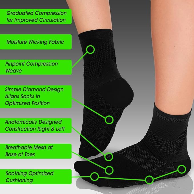 TechWare Pro Plantar Fasciitis Socks – Cushion Ankle Compression Socks Women & - Image 3