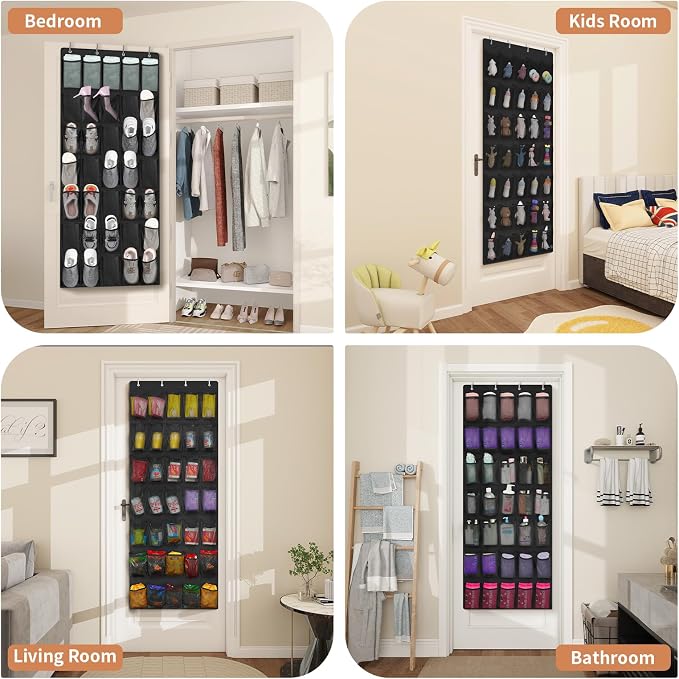 FENTEC 35 Large Pockets Over The Door Shoe Organizer, Mesh Hanging Shoe - Image 5