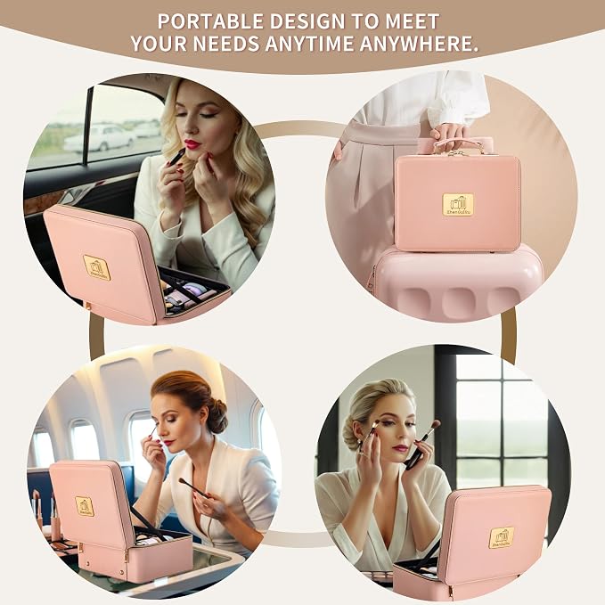 Makeup Bag with LED Mirror & Magnifier, Large Cosmetic Organizer Travel Makeup - Image 6