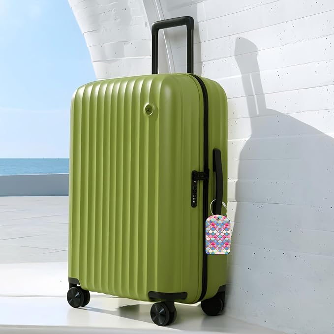 Tie-dye Fish Scale Luggage Tag for Suitcase Set of 2 PU Leather Cute Luggage - Image 5
