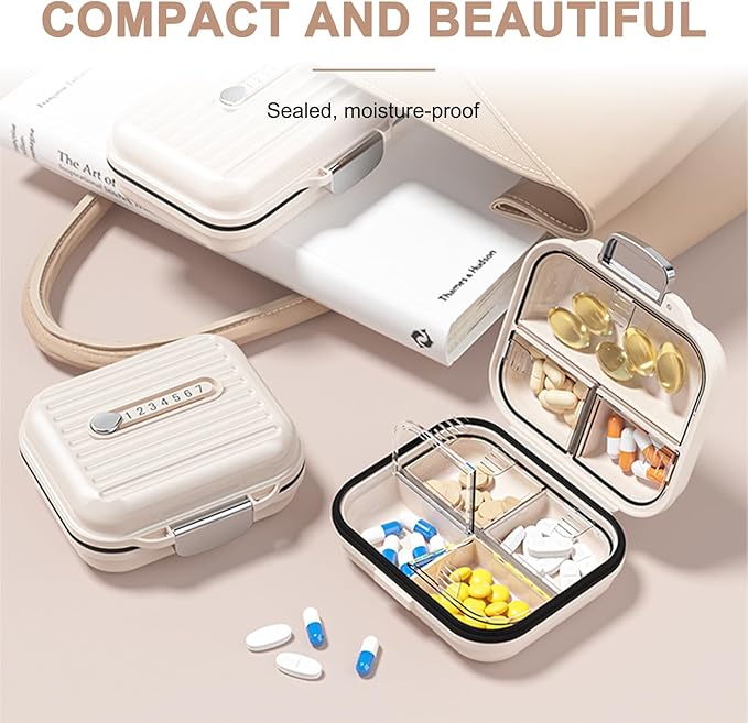 Travel Pill Organizer Box with Labels, 7 Compartments Portable Mini Pill Case - Image 4