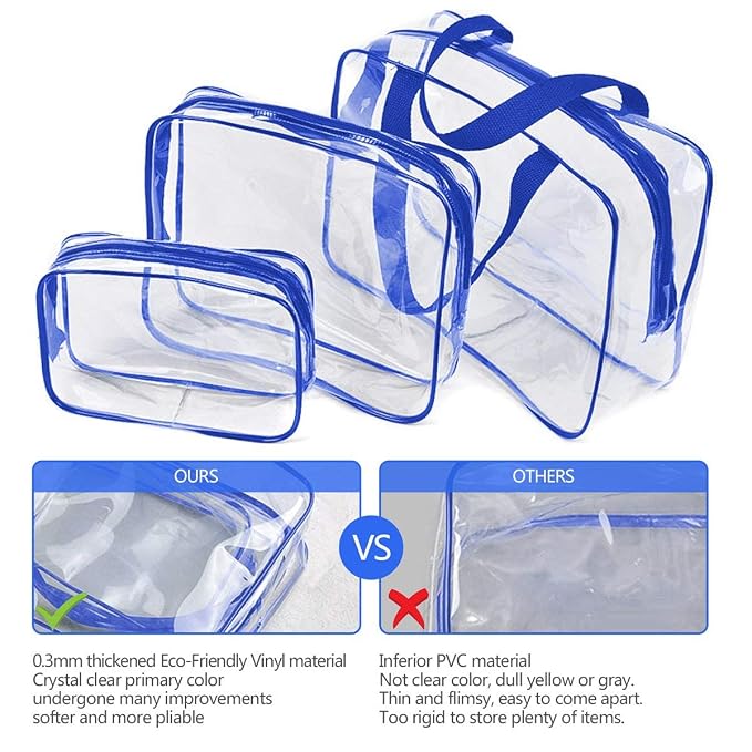 5Pcs Crystal Clear PVC Travel Toiletry Bag Kit - Image 4