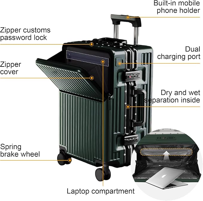 2-Piece Hardshell Zipperless Luggage Set, 20/26" Aluminum Frame Hardshell - Image 3
