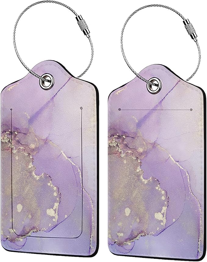 Light Purple Marble Luggage Tag Personalized Luggage Tags by Unknown