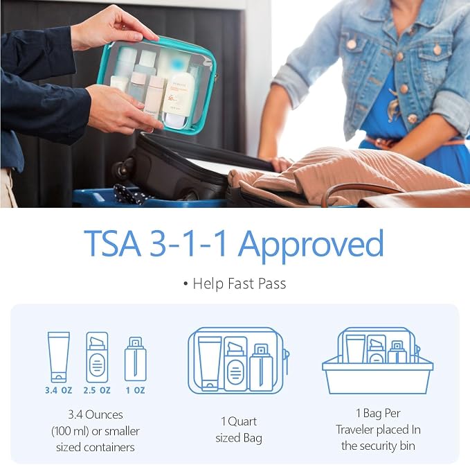 PACKISM Clear Makeup Bag, 2 Pack Upgrade Color-Edged TSA Approved Toiletry Bag - Image 3