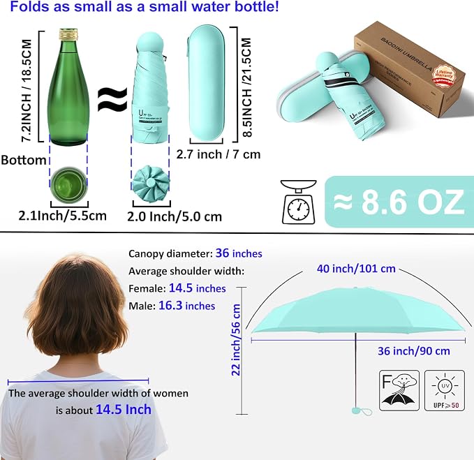 BAODINI Travel Mini Umbrella for Purse - Image 4