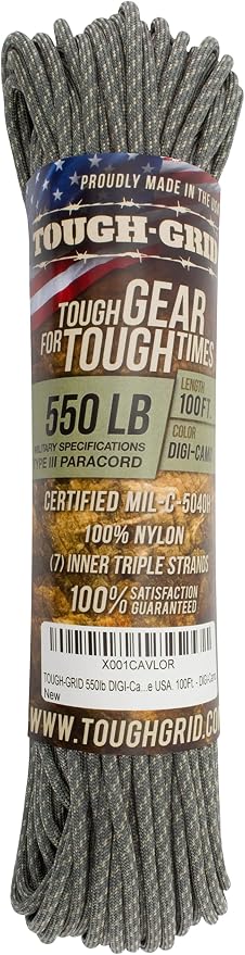 TOUGH-GRID 550 Paracord Rope Nylon Parachute Cord, Made in USA Survival Kit - Image 3