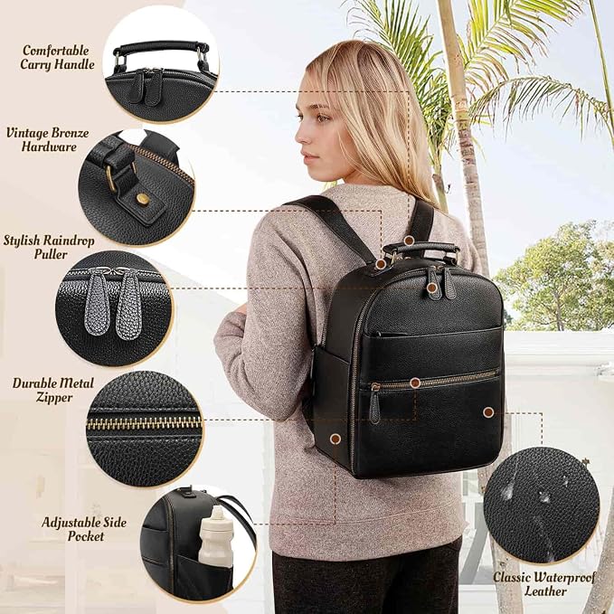 Small Camera Backpack, Classic PU Leather - Image 4