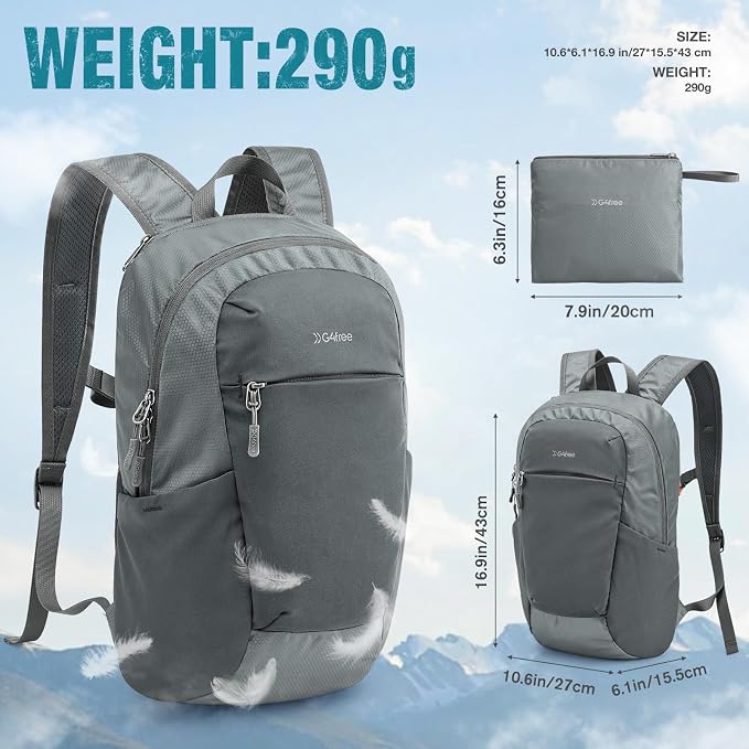 G4Free Packable Hiking Backpack 20L Lightweight Foldable Travel Daypack - Image 6