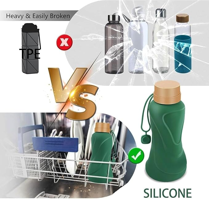 Collapsible Water Bottles, Leak Proof, Reuseable BPA Free Silicone Foldable - Image 6