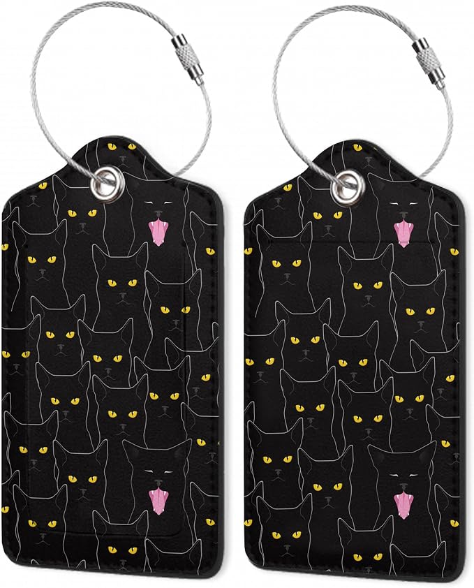 2Pcs Luggage Tag for Suitcase Black Cat Cute Suitcase Tag by Gearsly