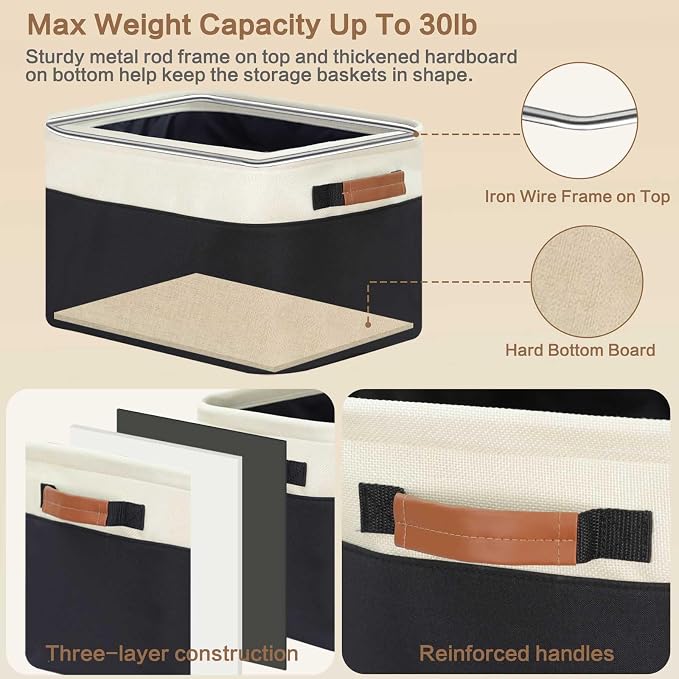 GhvyenntteS 6 Pack Large Fabric Storage Bins - Image 2