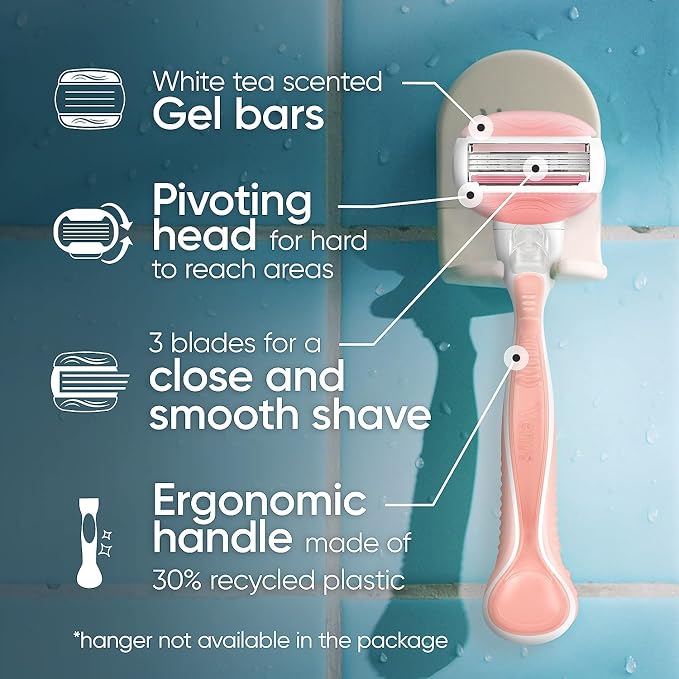 Gillette Venus ComfortGlide White Tea Women's Razor, Handle + 4 Blade Refills - Image 2