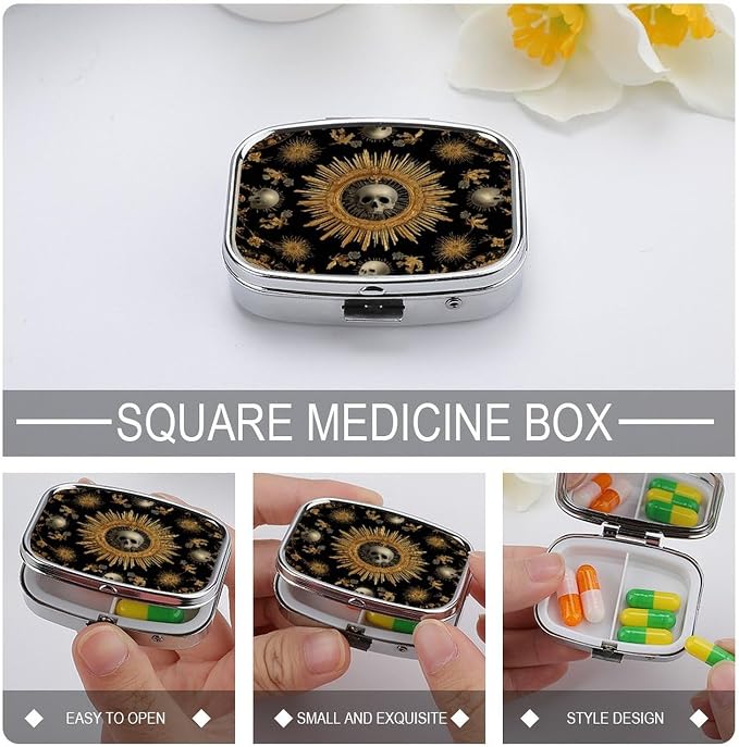 Metal 2 Compartment Pill Organizer Travel Friendly Portable Compact Pill Box - Image 4