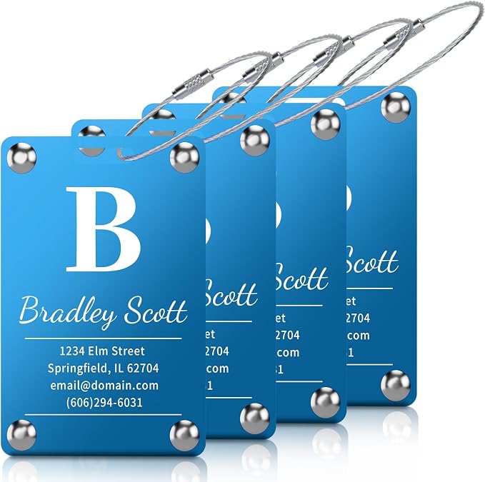 4 Pack Personalized Luggage Tags by Unknown