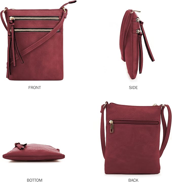 DELUXITY | Crossbody Purse Bag | Functional Multi Pocket Double Zipper Purse | - Image 2