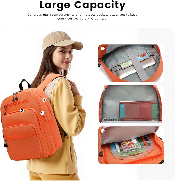 Lanola Basic Multi-Pocket Multipurpose Backpack Classical Water Resistant - Image 3