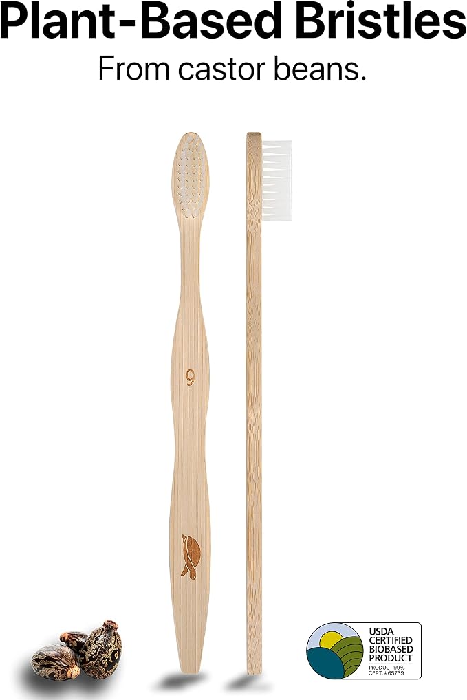 Sea Turtle Plant-Based Bristles, Soft Bamboo Toothbrushes, Individually Sealed - Image 2