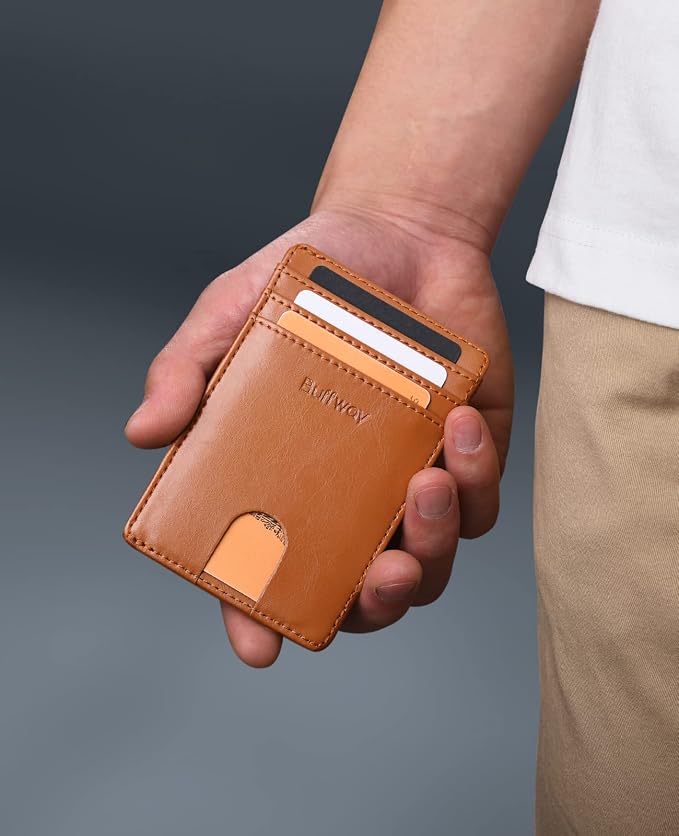 Buffway Mens Slim Wallet, Minimalist Thin Front Pocket Leather Credit Card - Image 7