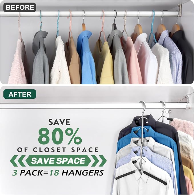 DOIOWN Clothes Hangers Space Saving: 6 Tier Coat Hanger Space Saving Hangers - Image 4