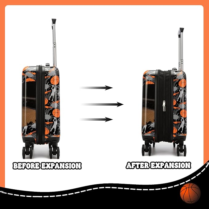 Kid’s Luggage Set 5 Piece Suitcase Set 16’’ Hardside Basketball Luggage - Image 5