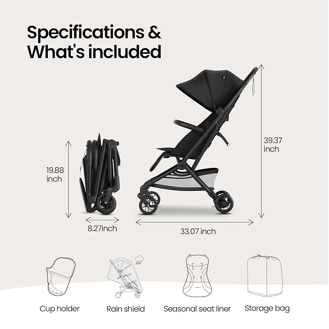 Mompush Velo Lightweight Travel Stroller – One-Hand Fold, Ultra-Compact & - Image 9