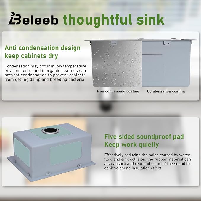 Drop In Kitchen Sink 20x16", 18 Gauge Stainless Steel Sink, 3D Embossed Surface - Image 4